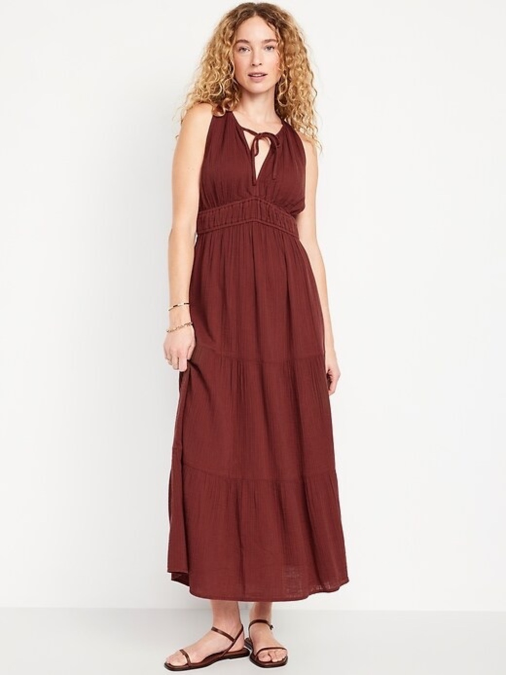 NWT old navy Women's fit & flare crinkle gauze maxi dress XL